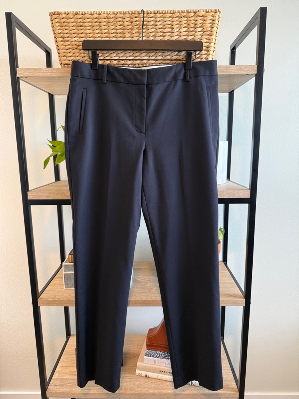 Talbots Newport High-Rise Navy Straight Leg Woven Career Dress Pant Trouser, 12